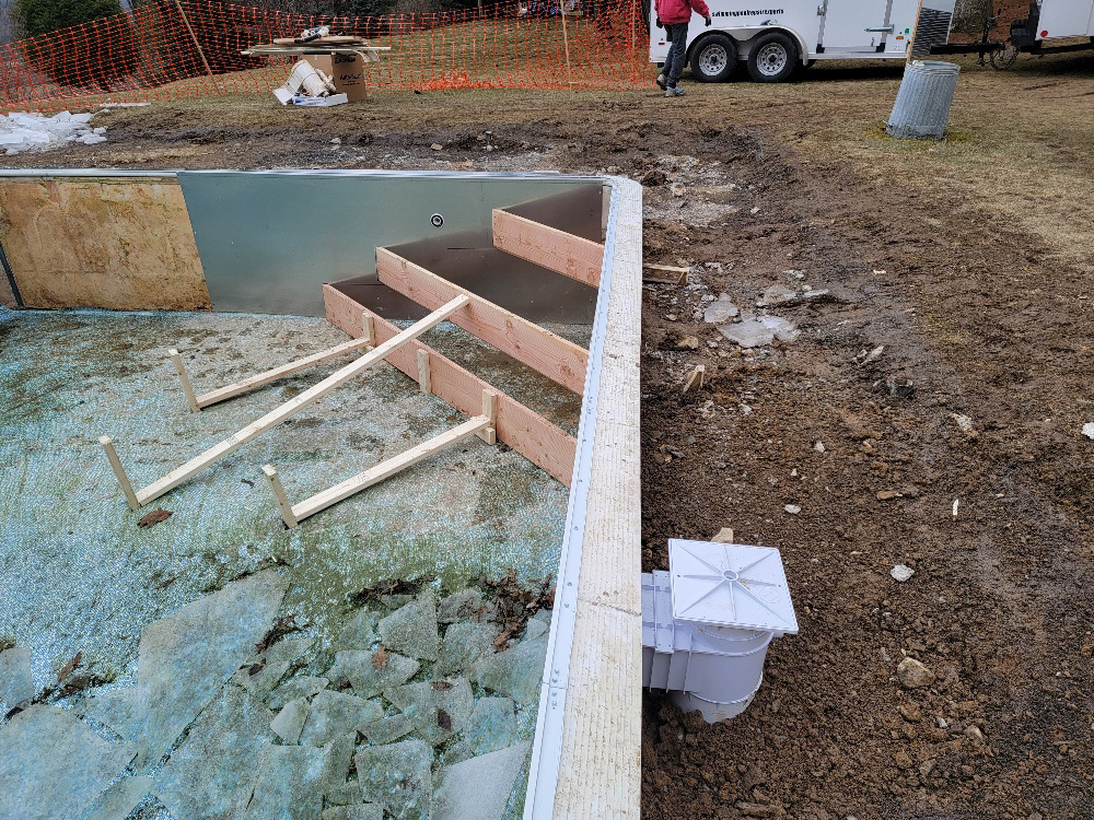 Eliminate Plastic Step Poured Corner Step Deck Replace New Liner